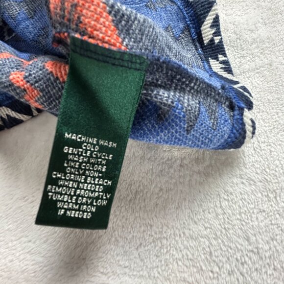 Lauren Ralph Lauren Active Womens Aztec Fleece Jacket 2X Blue & Red Cotton Zip U - Picture 4 of 7